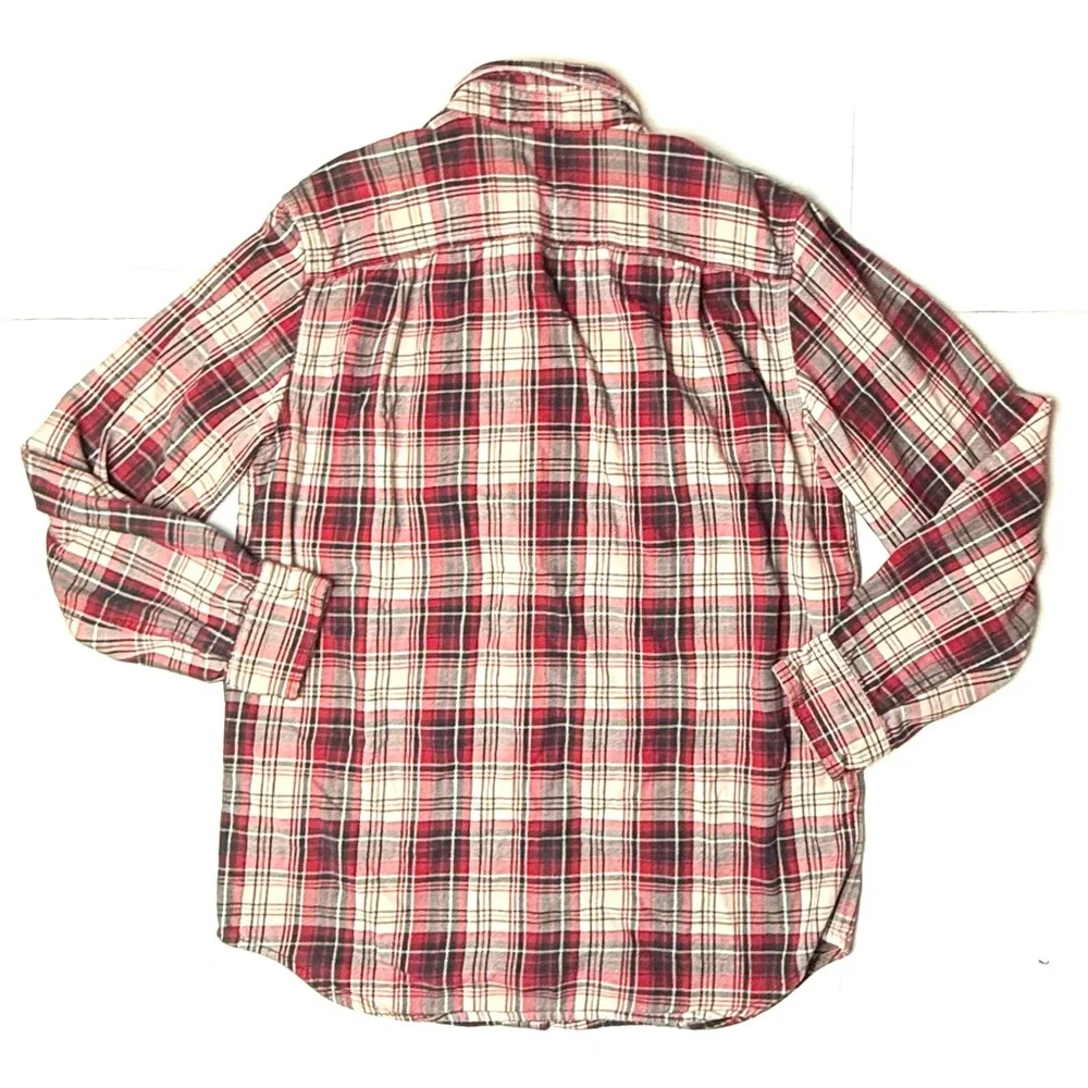 Carhartt Mens Medium Flannel Long Sleeve Shirt Plaid Red 100% Cotton Button Down